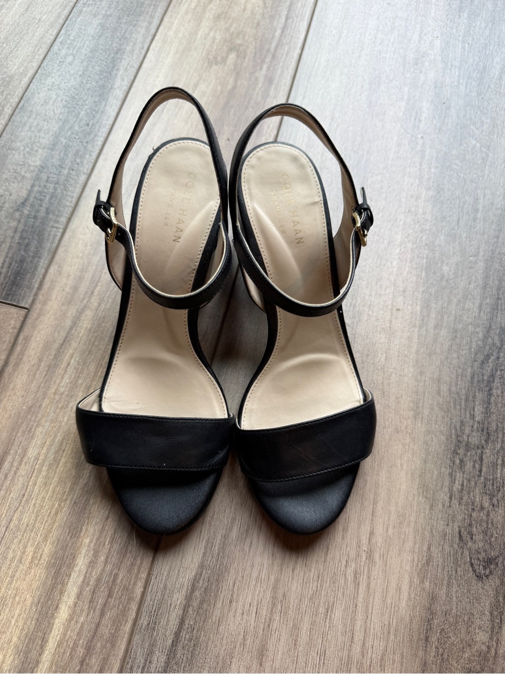 Cole Haan Black Open-Toe Slingback Heels Size 6